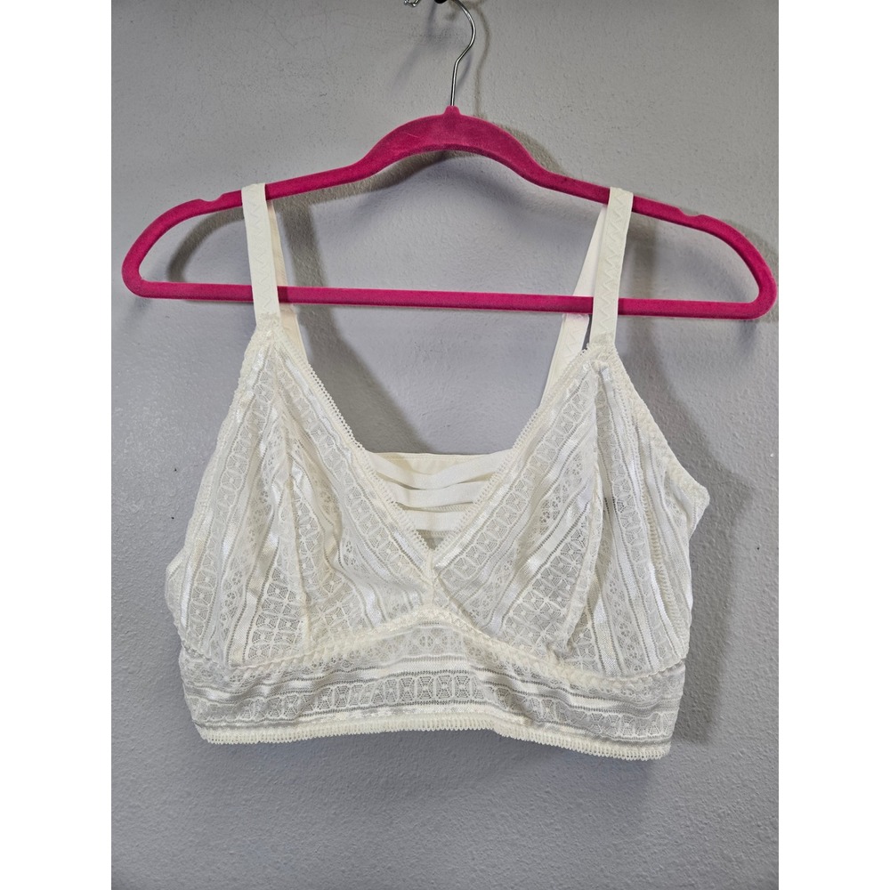 Torrid Lace Strappy Caged V-Neck Bralette White Size 1